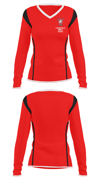 Women's Long Sleeve Vneck Shirt, Thomasville Middle School, Spirit Store, Teamtime, Team time, sublimation, custom sports apparel, team uniforms, spirit wear, spiritwear, sports uniforms, custom shirts, team store, custom team store, fundraiser sports, apparel fundraiser