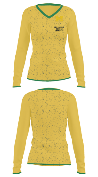 Women's Long Sleeve Vneck Shirt, University of Michigan Gymnastics, Men's Basketball, Teamtime, Team time, sublimation, custom sports apparel, team uniforms, spirit wear, spiritwear, sports uniforms, custom shirts, team store, custom team store, fundraiser sports, apparel fundraiser