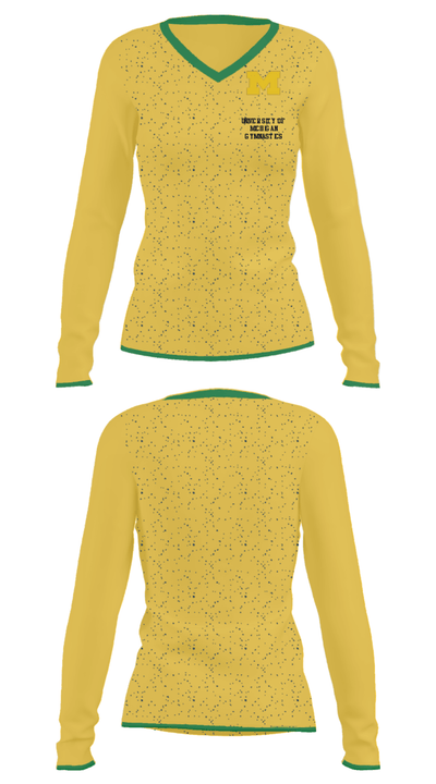 University of Michigan Gymnastics 92290961 Women's Long Sleeve V-neck Shirt - 34