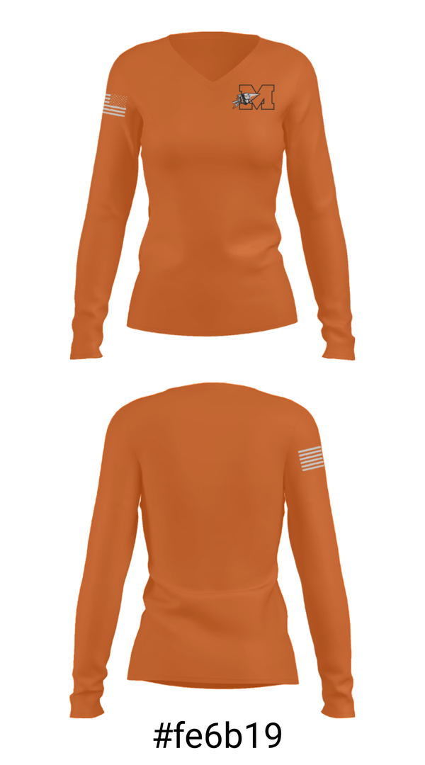 Women's Long Sleeve Vneck Shirt, Manvel Junior High School Basketball, Women's Basketball, Teamtime, Team time, sublimation, custom sports apparel, team uniforms, spirit wear, spiritwear, sports uniforms, custom shirts, team store, custom team store, fundraiser sports, apparel fundraiser