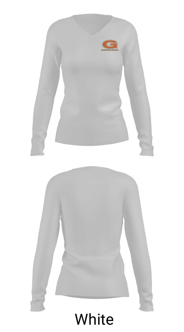 Women's Long Sleeve Vneck Shirt, Glenwood School, Spirit Store, Teamtime, Team time, sublimation, custom sports apparel, team uniforms, spirit wear, spiritwear, sports uniforms, custom shirts, team store, custom team store, fundraiser sports, apparel fundraiser