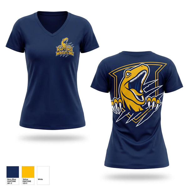 Womens Short Sleeve Vneck Shirt, RHAM RAPTORS, Wrestling, Teamtime, Team time, sublimation, custom sports apparel, team uniforms, spirit wear, spiritwear, sports uniforms, custom shirts, team store, custom team store, fundraiser sports, apparel fundraiser