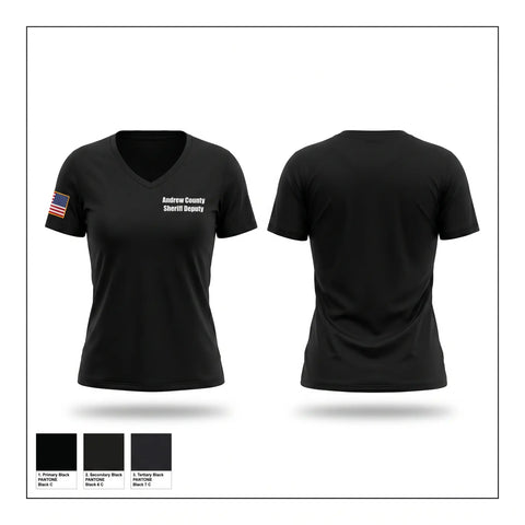 Womens Short Sleeve Vneck Shirt, Andrew County Sheriff Deputy, Police, Teamtime, Team time, sublimation, custom sports apparel, team uniforms, spirit wear, spiritwear, sports uniforms, custom shirts, team store, custom team store, fundraiser sports, apparel fundraiser