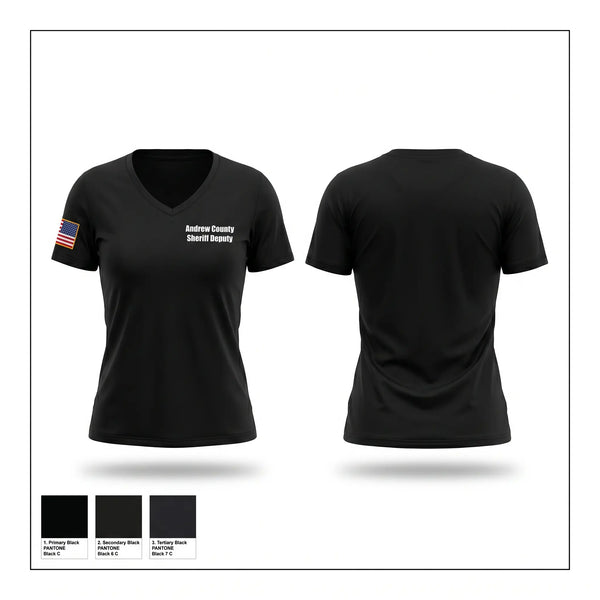 Womens Short Sleeve Vneck Shirt, Andrew County Sheriff Deputy, Police, Teamtime, Team time, sublimation, custom sports apparel, team uniforms, spirit wear, spiritwear, sports uniforms, custom shirts, team store, custom team store, fundraiser sports, apparel fundraiser