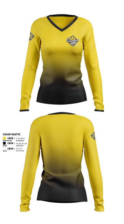 Diamond Daisies Women's Long Sleeve V-neck Shirt - 2
