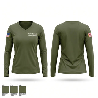 Womens Long Sleeve Vneck Shirt, North Missouri Drug Task Force, Police, Teamtime, Team time, sublimation, custom sports apparel, team uniforms, spirit wear, spiritwear, sports uniforms, custom shirts, team store, custom team store, fundraiser sports, apparel fundraiser
