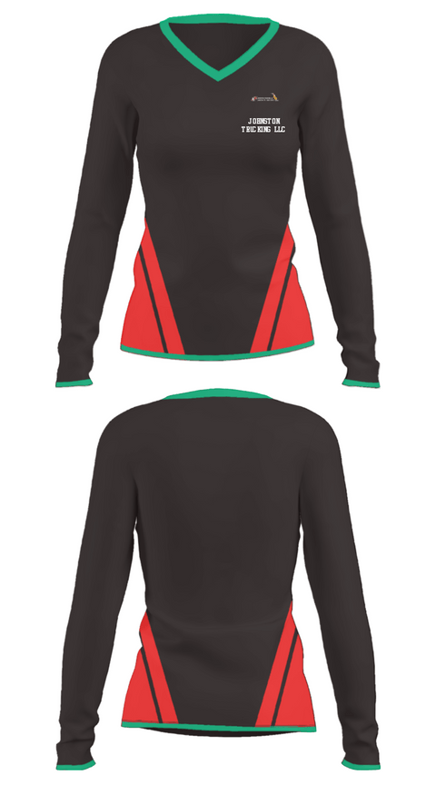 Women's Long Sleeve Vneck Shirt, Johnston Trucking LLC, , Teamtime, Team time, sublimation, custom sports apparel, team uniforms, spirit wear, spiritwear, sports uniforms, custom shirts, team store, custom team store, fundraiser sports, apparel fundraiser