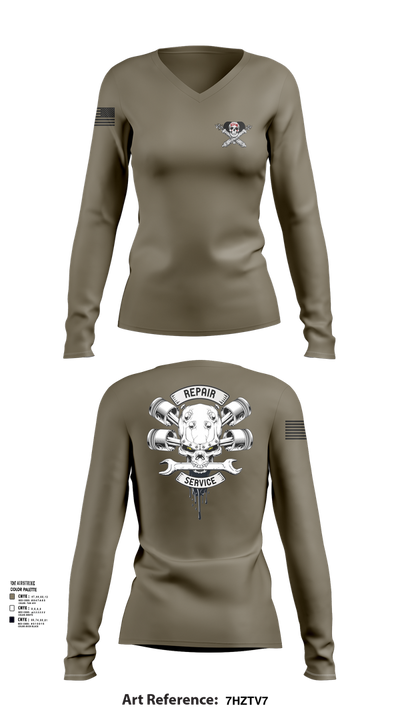 1-320th FAR FOX CO 66582202 Women's Long Sleeve V-neck Shirt - 104