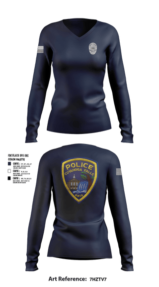 Womens Long Sleeve Vneck Shirt, Cuyahoga Falls Police Department, Police, Teamtime, Team time, sublimation, custom sports apparel, team uniforms, spirit wear, spiritwear, sports uniforms, custom shirts, team store, custom team store, fundraiser sports, apparel fundraiser