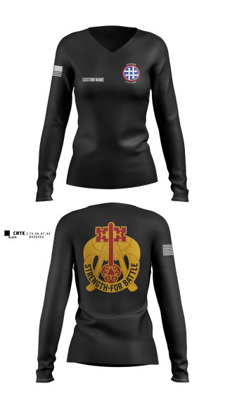 Womens Long Sleeve Vneck Shirt, 373rd CSSB, Army, Teamtime, Team time, sublimation, custom sports apparel, team uniforms, spirit wear, spiritwear, sports uniforms, custom shirts, team store, custom team store, fundraiser sports, apparel fundraiser