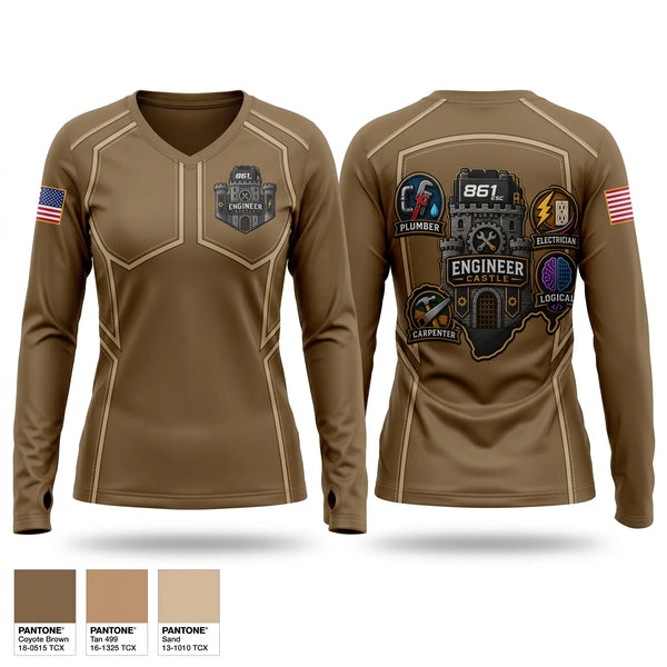 Womens Long Sleeve Vneck Shirt, 861, Army, Teamtime, Team time, sublimation, custom sports apparel, team uniforms, spirit wear, spiritwear, sports uniforms, custom shirts, team store, custom team store, fundraiser sports, apparel fundraiser
