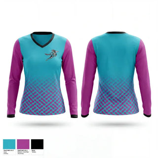 Womens Long Sleeve Vneck Shirt, New Mexico Roadrunners, Men's Basketball, Teamtime, Team time, sublimation, custom sports apparel, team uniforms, spirit wear, spiritwear, sports uniforms, custom shirts, team store, custom team store, fundraiser sports, apparel fundraiser