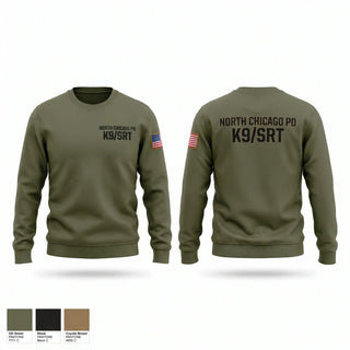 Crew Neck Sweatshirt, North Chicago PD K9/SRT, Police, Teamtime, Team time, sublimation, custom sports apparel, team uniforms, spirit wear, spiritwear, sports uniforms, custom shirts, team store, custom team store, fundraiser sports, apparel fundraiser