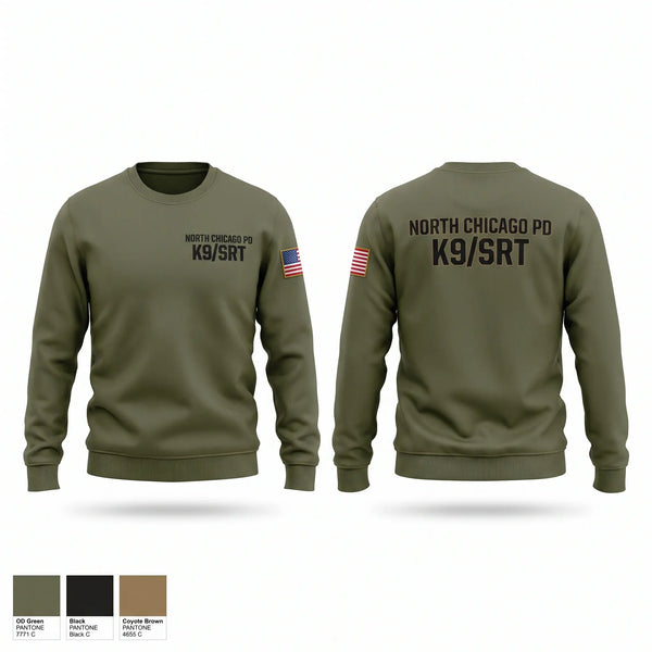 Crew Neck Sweatshirt, North Chicago PD K9/SRT, Police, Teamtime, Team time, sublimation, custom sports apparel, team uniforms, spirit wear, spiritwear, sports uniforms, custom shirts, team store, custom team store, fundraiser sports, apparel fundraiser