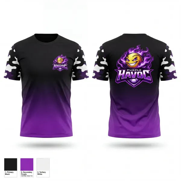 Short Sleeve Performance Shirt, Purple Havoc, Softball, Teamtime, Team time, sublimation, custom sports apparel, team uniforms, spirit wear, spiritwear, sports uniforms, custom shirts, team store, custom team store, fundraiser sports, apparel fundraiser
