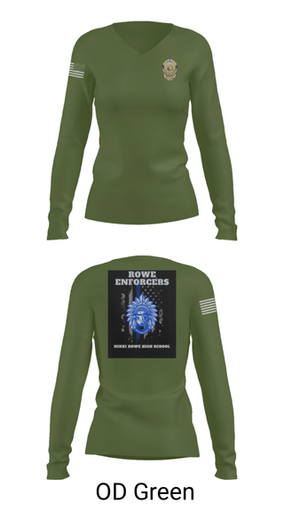 Women's Long Sleeve Vneck Shirt, Rowe Enforcers, Police, Teamtime, Team time, sublimation, custom sports apparel, team uniforms, spirit wear, spiritwear, sports uniforms, custom shirts, team store, custom team store, fundraiser sports, apparel fundraiser