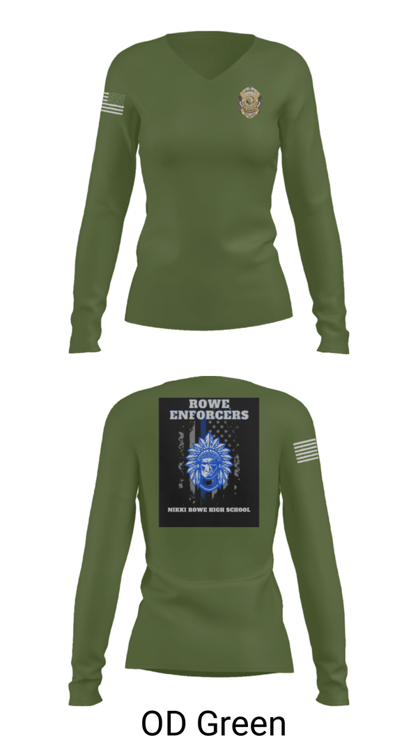 Women's Long Sleeve Vneck Shirt, Rowe Enforcers, Police, Teamtime, Team time, sublimation, custom sports apparel, team uniforms, spirit wear, spiritwear, sports uniforms, custom shirts, team store, custom team store, fundraiser sports, apparel fundraiser