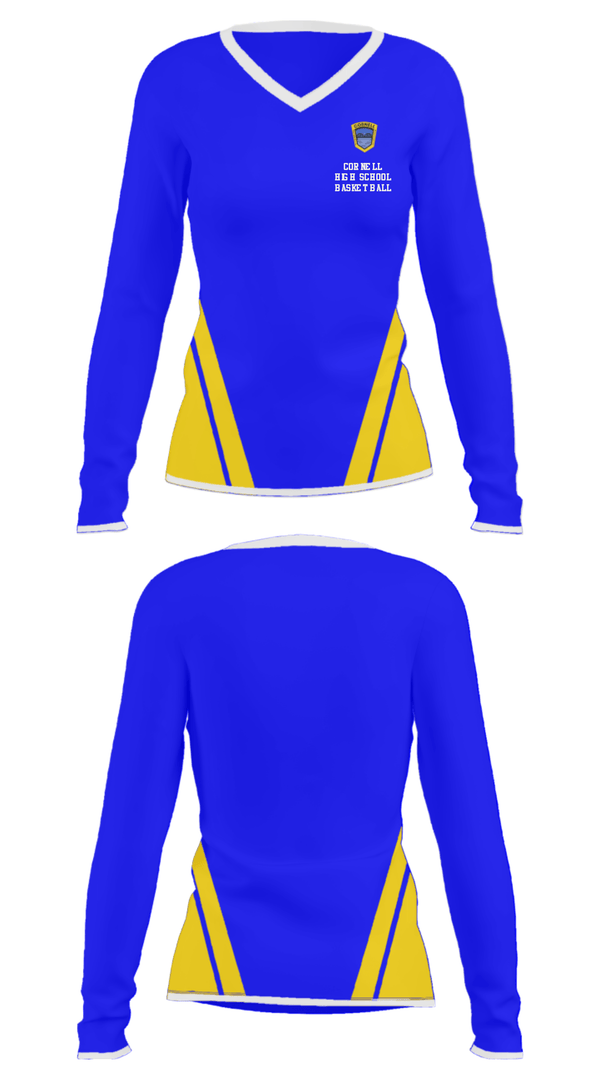 Women's Long Sleeve Vneck Shirt, Cornell High School Basketball, Men's Basketball, Teamtime, Team time, sublimation, custom sports apparel, team uniforms, spirit wear, spiritwear, sports uniforms, custom shirts, team store, custom team store, fundraiser sports, apparel fundraiser