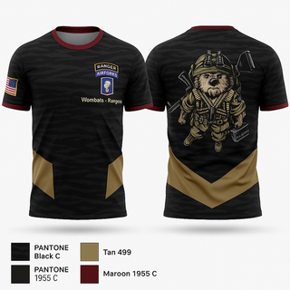 Old School Cotton Feel Shirt, Wombats- Rangers, Army, Teamtime, Team time, sublimation, custom sports apparel, team uniforms, spirit wear, spiritwear, sports uniforms, custom shirts, team store, custom team store, fundraiser sports, apparel fundraiser