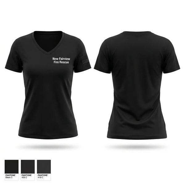 Womens Short Sleeve Vneck Shirt, New Fairview Fire Rescue, Fire Department, Teamtime, Team time, sublimation, custom sports apparel, team uniforms, spirit wear, spiritwear, sports uniforms, custom shirts, team store, custom team store, fundraiser sports, apparel fundraiser