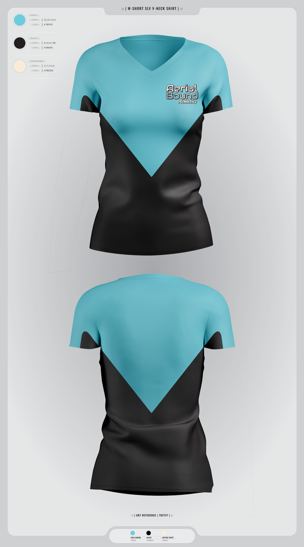 Womens Short Sleeve Vneck Shirt, Aerial Bound Athletics, Spirit Store, Teamtime, Team time, sublimation, custom sports apparel, team uniforms, spirit wear, spiritwear, sports uniforms, custom shirts, team store, custom team store, fundraiser sports, apparel fundraiser