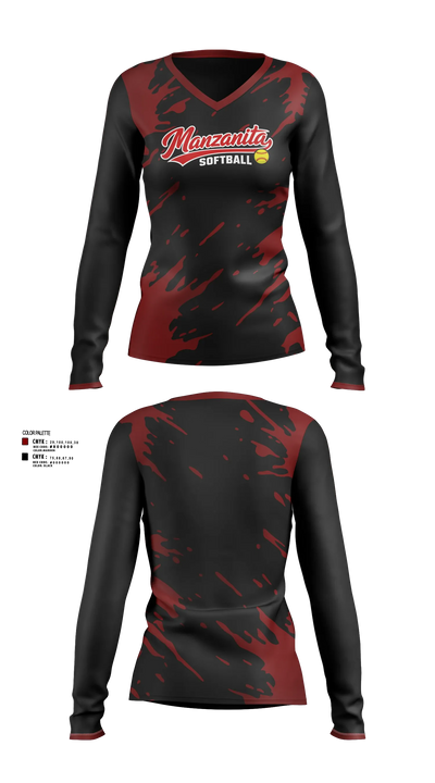 Manzanita Softball 24227643 Women's Long Sleeve V-neck Shirt - 8