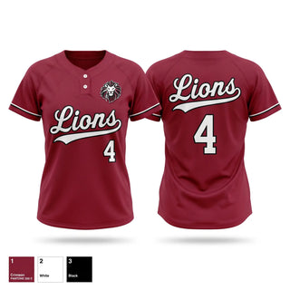 Two Button Softball Jersey, Sardis Lions, Softball, Teamtime, Team time, sublimation, custom sports apparel, team uniforms, spirit wear, spiritwear, sports uniforms, custom shirts, team store, custom team store, fundraiser sports, apparel fundraiser