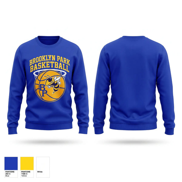 Crew Neck Sweatshirt, Brooklyn Park Bees, Men's Basketball, Teamtime, Team time, sublimation, custom sports apparel, team uniforms, spirit wear, spiritwear, sports uniforms, custom shirts, team store, custom team store, fundraiser sports, apparel fundraiser