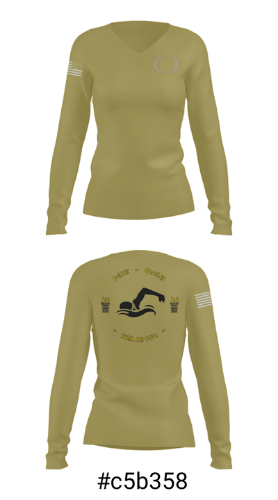 Delphi Community High School Swimming 22863035 Women's Long Sleeve V-neck Shirt - 20