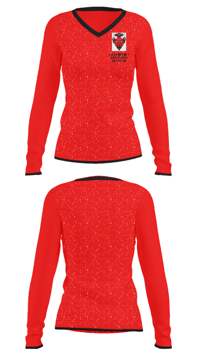 Calhoun County High School Wrestling 34908417 Women's Long Sleeve V-neck Shirt - 34