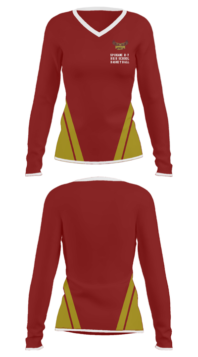Spokane R-7 High School Basketball 80033318 Women's Long Sleeve V-neck Shirt - 23