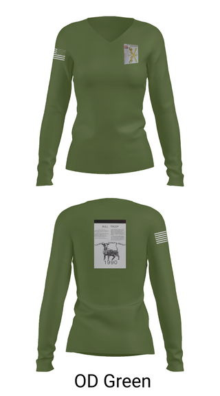 Womens Long Sleeve Vneck Shirt, 2nd Armored Cavalry Regiment, , Teamtime, Team time, sublimation, custom sports apparel, team uniforms, spirit wear, spiritwear, sports uniforms, custom shirts, team store, custom team store, fundraiser sports, apparel fundraiser