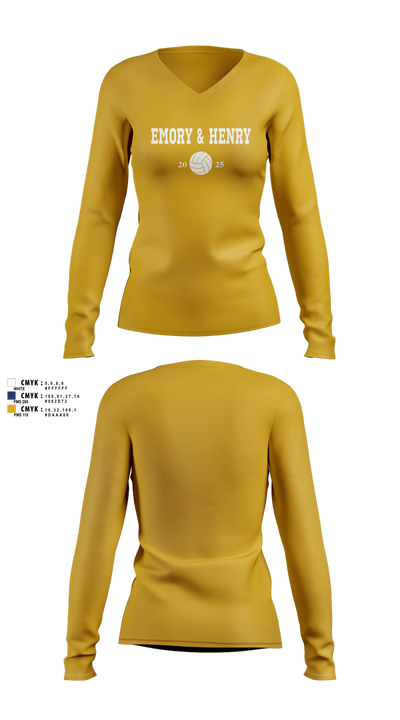 Emory & Henry Volleyball 34744696 Women's Long Sleeve V-neck Shirt - 7