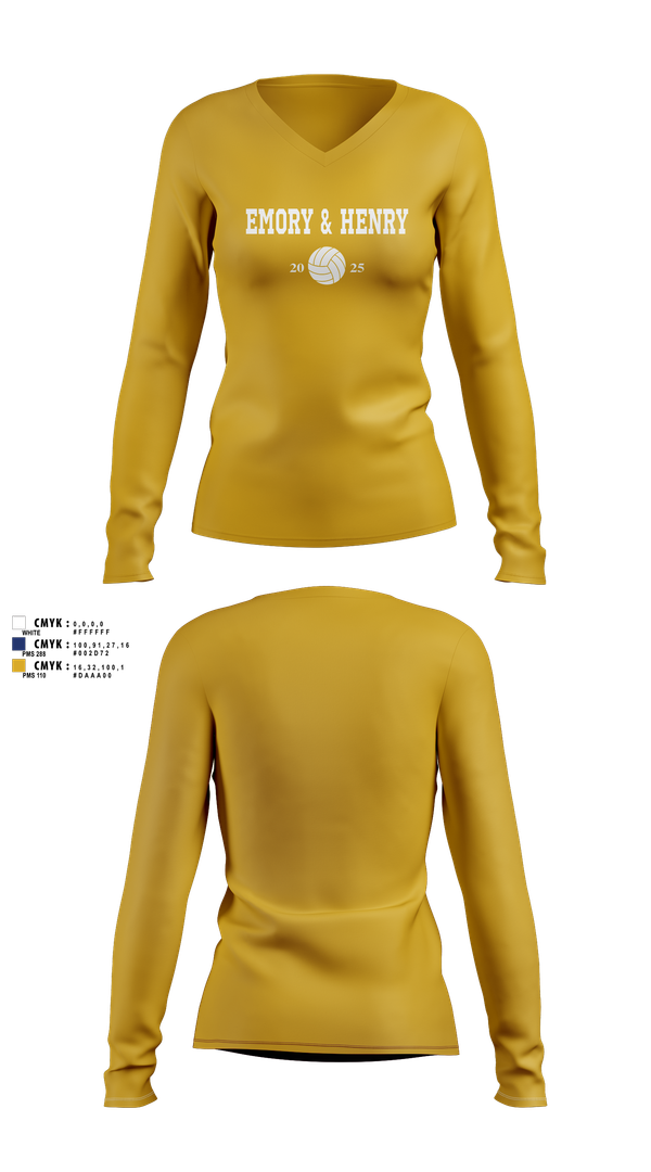 Womens Long Sleeve Vneck Shirt, Emory & Henry Volleyball, Women's Volleyball, Teamtime, Team time, sublimation, custom sports apparel, team uniforms, spirit wear, spiritwear, sports uniforms, custom shirts, team store, custom team store, fundraiser sports, apparel fundraiser