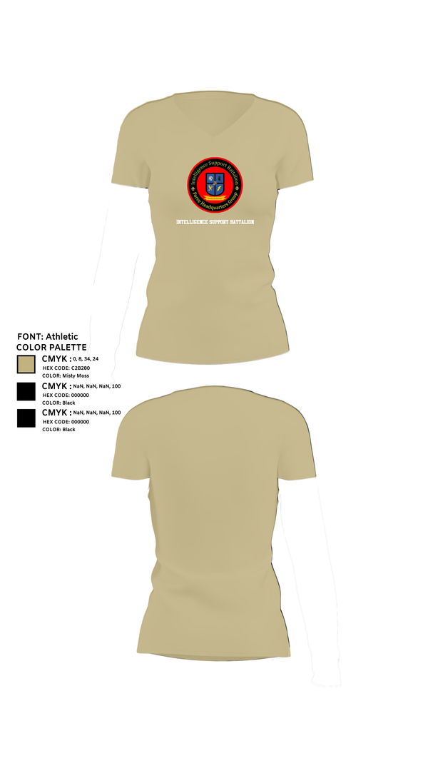 Womens Short Sleeve Vneck Shirt, Intelligence Support Battalion, , Teamtime, Team time, sublimation, custom sports apparel, team uniforms, spirit wear, spiritwear, sports uniforms, custom shirts, team store, custom team store, fundraiser sports, apparel fundraiser