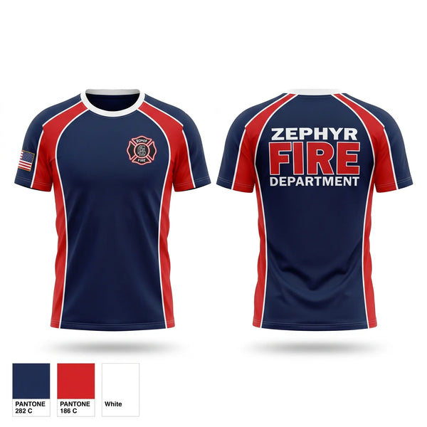 Short Sleeve Performance Shirt, Zephyr Volunteer Fire Department, Fire Department, Teamtime, Team time, sublimation, custom sports apparel, team uniforms, spirit wear, spiritwear, sports uniforms, custom shirts, team store, custom team store, fundraiser sports, apparel fundraiser