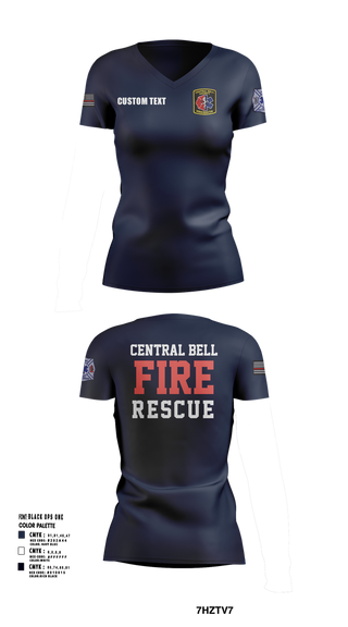 Womens Short Sleeve Vneck Shirt, Central Bell County Fire Rescue, Fire Department, Teamtime, Team time, sublimation, custom sports apparel, team uniforms, spirit wear, spiritwear, sports uniforms, custom shirts, team store, custom team store, fundraiser sports, apparel fundraiser