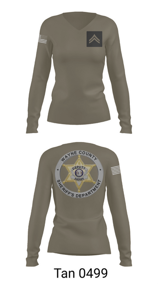Womens Long Sleeve Vneck Shirt, Wayne County Sheriff’s Department, Police, Teamtime, Team time, sublimation, custom sports apparel, team uniforms, spirit wear, spiritwear, sports uniforms, custom shirts, team store, custom team store, fundraiser sports, apparel fundraiser