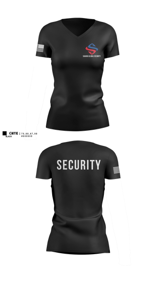 Womens Short Sleeve Vneck Shirt, Sahara Global Security, Fire Department, Teamtime, Team time, sublimation, custom sports apparel, team uniforms, spirit wear, spiritwear, sports uniforms, custom shirts, team store, custom team store, fundraiser sports, apparel fundraiser
