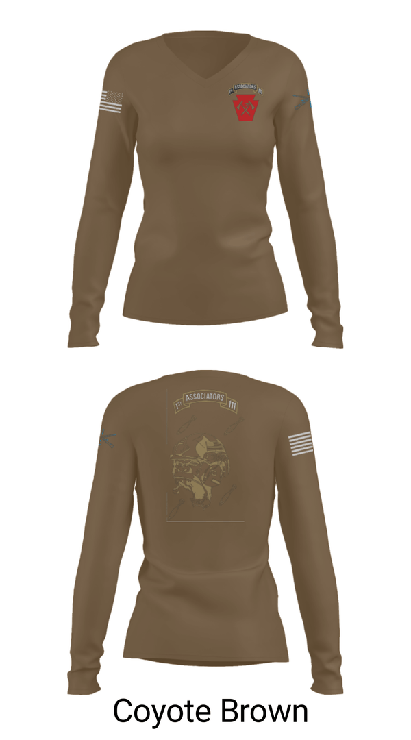 Women's Long Sleeve Vneck Shirt, 1-111th IN BN 38506759, Army, Teamtime, Team time, sublimation, custom sports apparel, team uniforms, spirit wear, spiritwear, sports uniforms, custom shirts, team store, custom team store, fundraiser sports, apparel fundraiser