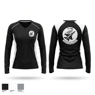 Womens Long Sleeve Vneck Shirt, 51st Fighter Wing Advanced Programs Office, Air Force, Teamtime, Team time, sublimation, custom sports apparel, team uniforms, spirit wear, spiritwear, sports uniforms, custom shirts, team store, custom team store, fundraiser sports, apparel fundraiser