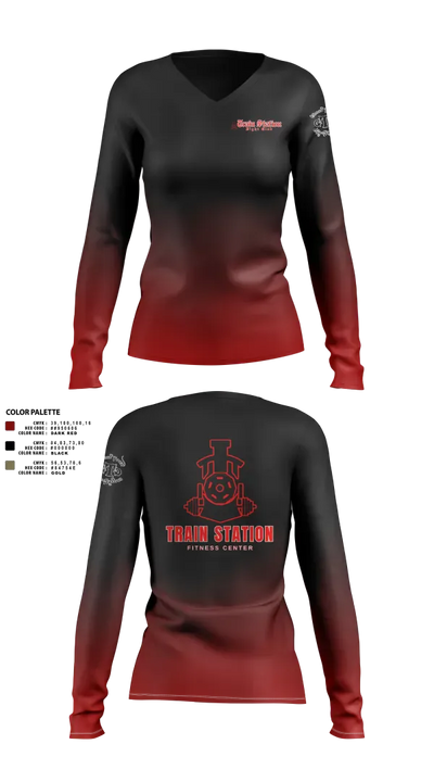 Train Station Fight Club 75441031 Women's Long Sleeve V-neck Shirt - 2