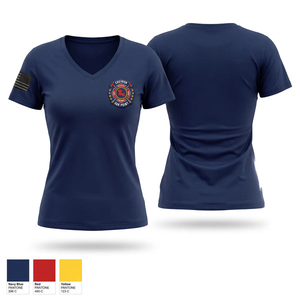 Womens Short Sleeve Vneck Shirt, Oak Point ERT, Fire Department, Teamtime, Team time, sublimation, custom sports apparel, team uniforms, spirit wear, spiritwear, sports uniforms, custom shirts, team store, custom team store, fundraiser sports, apparel fundraiser