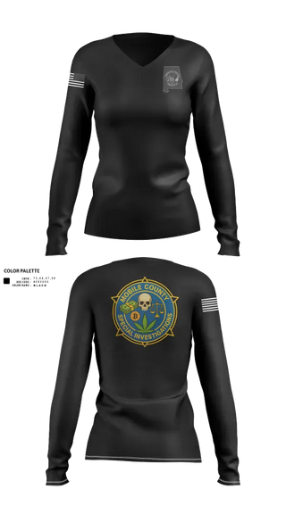 Womens Long Sleeve Vneck Shirt, MCSO Special Investigations Unit, Police, Teamtime, Team time, sublimation, custom sports apparel, team uniforms, spirit wear, spiritwear, sports uniforms, custom shirts, team store, custom team store, fundraiser sports, apparel fundraiser