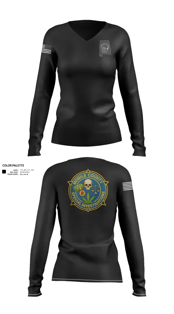 Womens Long Sleeve Vneck Shirt, MCSO Special Investigations Unit, Police, Teamtime, Team time, sublimation, custom sports apparel, team uniforms, spirit wear, spiritwear, sports uniforms, custom shirts, team store, custom team store, fundraiser sports, apparel fundraiser