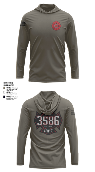 Long Sleeve Hooded Sun Shirt, Local 3586 West Des Moines, Fire Department, Teamtime, Team time, sublimation, custom sports apparel, team uniforms, spirit wear, spiritwear, sports uniforms, custom shirts, team store, custom team store, fundraiser sports, apparel fundraiser