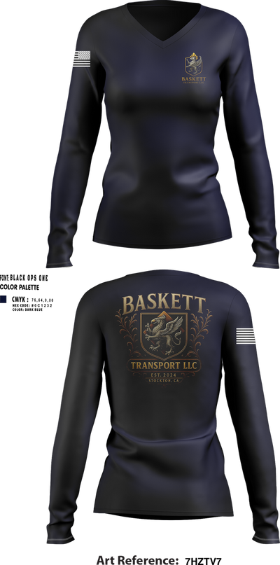 Baskett Transport LLC 45645919 Women's Long Sleeve V-neck Shirt - 30