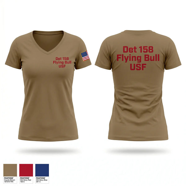 Womens Short Sleeve Vneck Shirt, Det 158 Flying Bull USF, Air Force, Teamtime, Team time, sublimation, custom sports apparel, team uniforms, spirit wear, spiritwear, sports uniforms, custom shirts, team store, custom team store, fundraiser sports, apparel fundraiser