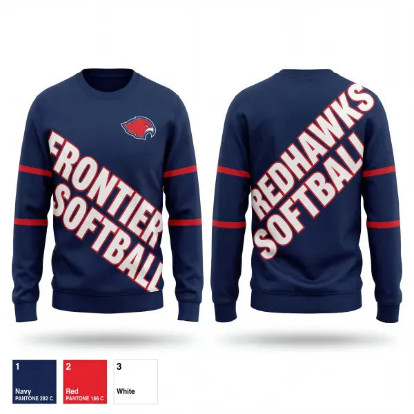 Crew Neck Sweatshirt, Frontier Regional School Softball, Softball, Teamtime, Team time, sublimation, custom sports apparel, team uniforms, spirit wear, spiritwear, sports uniforms, custom shirts, team store, custom team store, fundraiser sports, apparel fundraiser