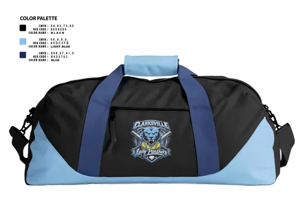 Duffle Bag, Clarksville Lady Panters, Softball, Teamtime, Team time, sublimation, custom sports apparel, team uniforms, spirit wear, spiritwear, sports uniforms, custom shirts, team store, custom team store, fundraiser sports, apparel fundraiser